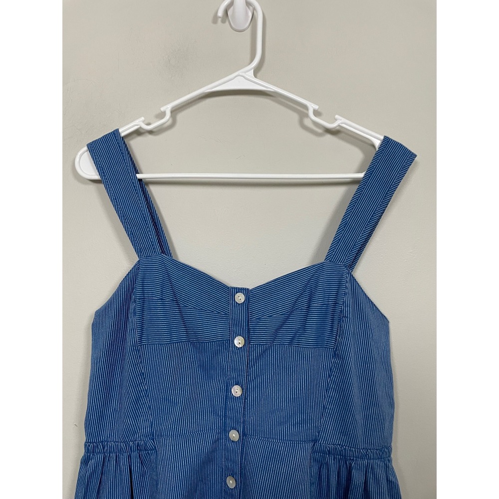 Madewell Stripe Button-Front Tiered Midi Dress Size 6 Classic Timeless Summer - Picture 3 of 11